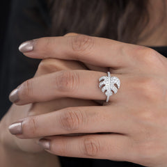FloraLeaf Silver Ring For Women