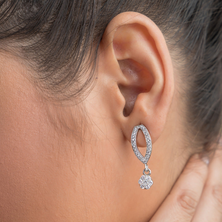 Dazzle Drops Silver Earring For Women