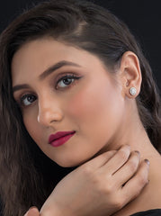 Ellipse CZ Silver Earring For Women