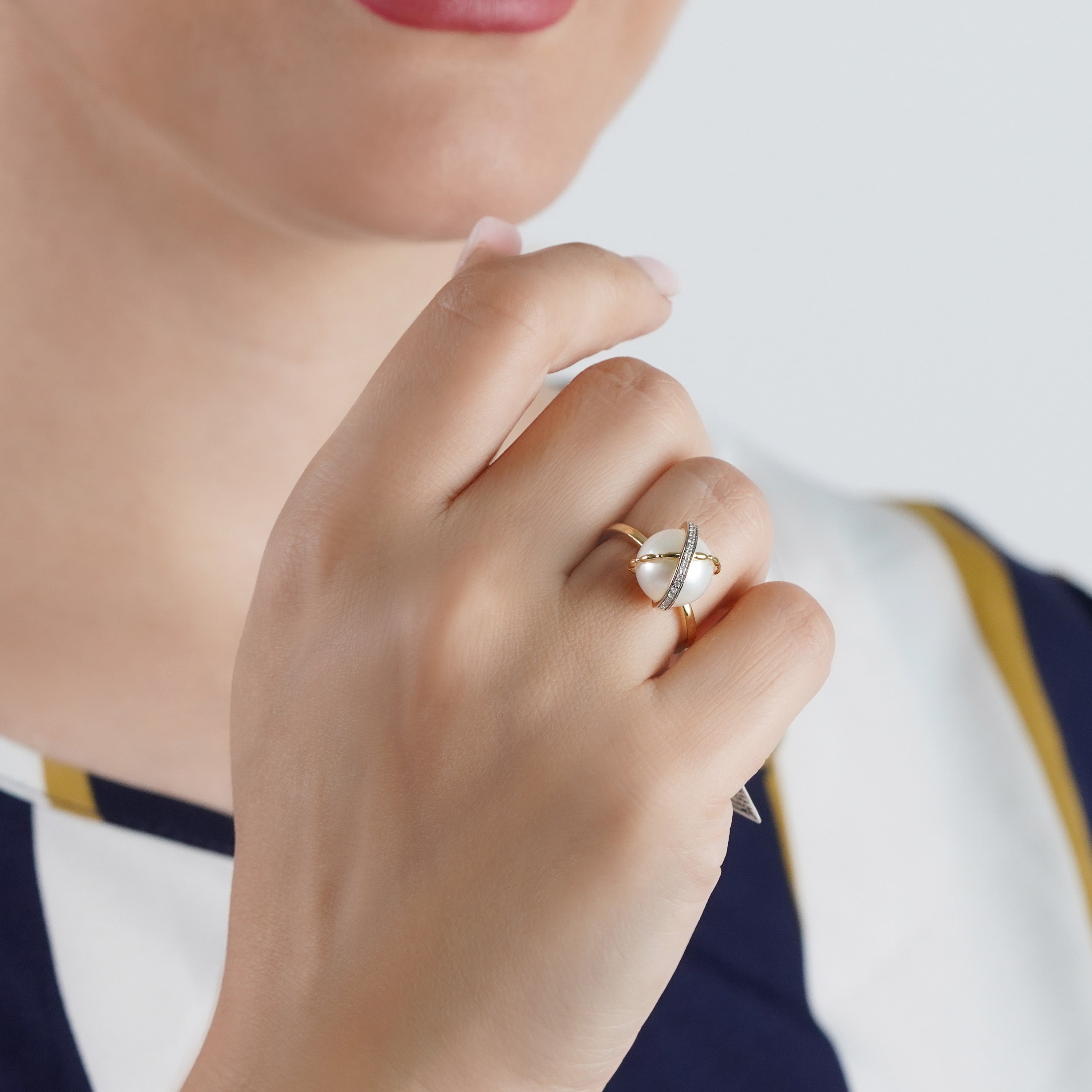 Pearl Orbit Sterling Silver Ring for Women
