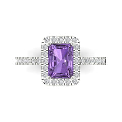 Amethyst Aura Silver Ring for Women