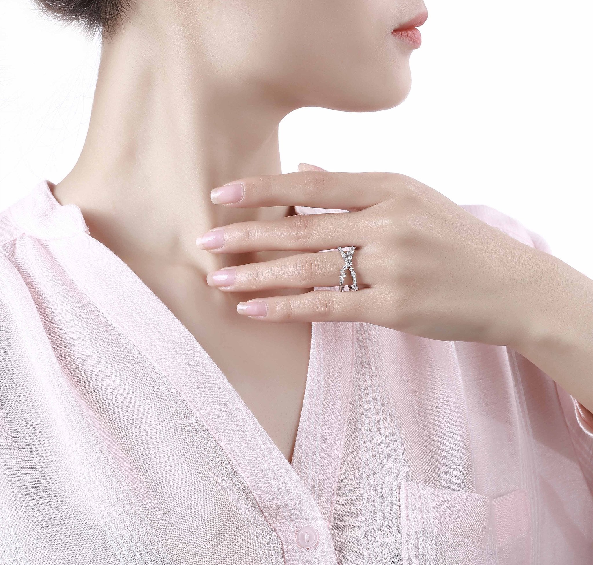 Crossband Sterling Silver Ring for Women