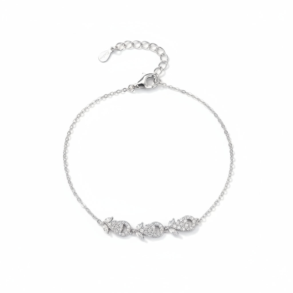 Midnight Dewdrop Silver Bracelet For Women