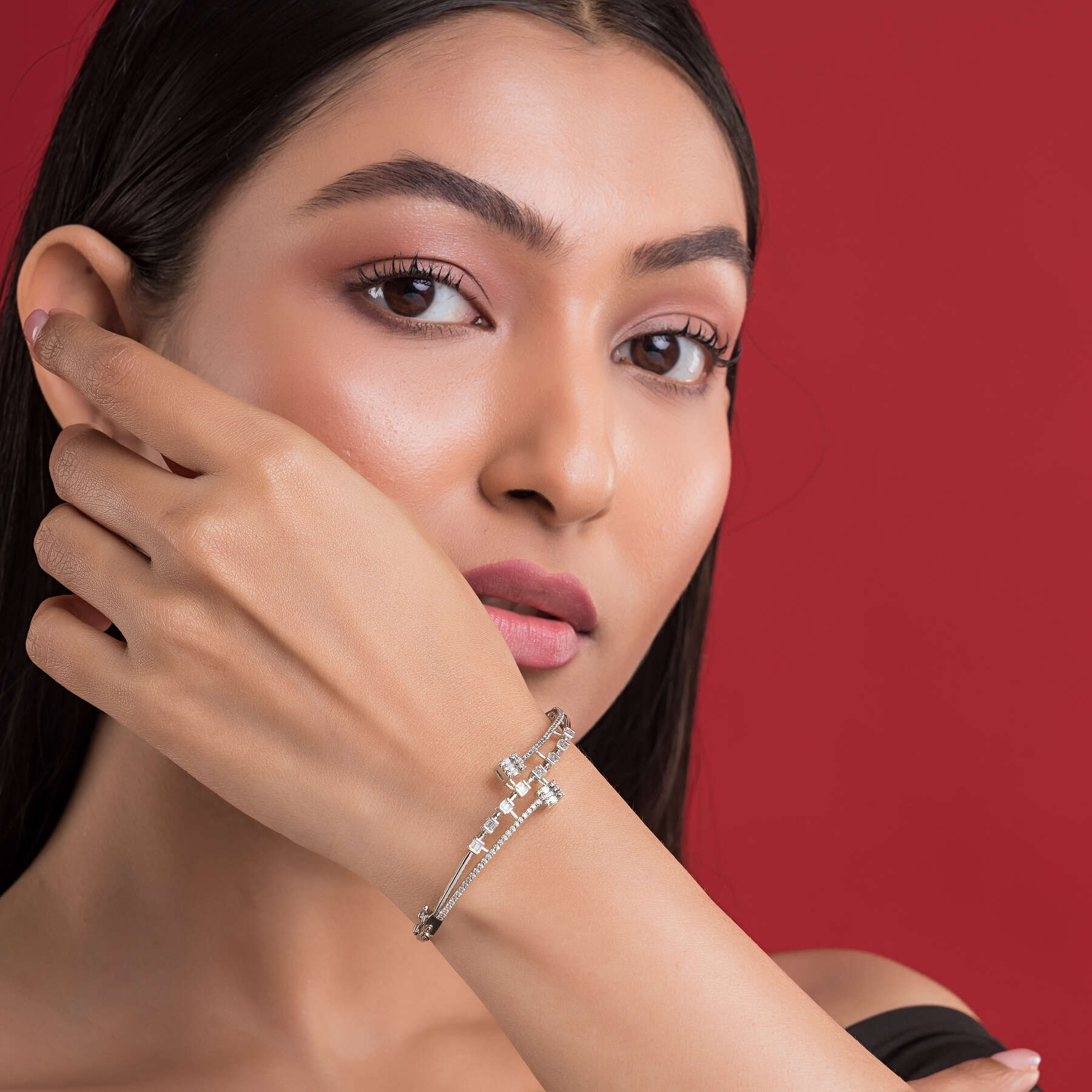 Sparkle Silver Bangle For Women