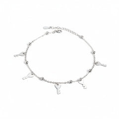 Multi-Key Charm Silver Anklet for women