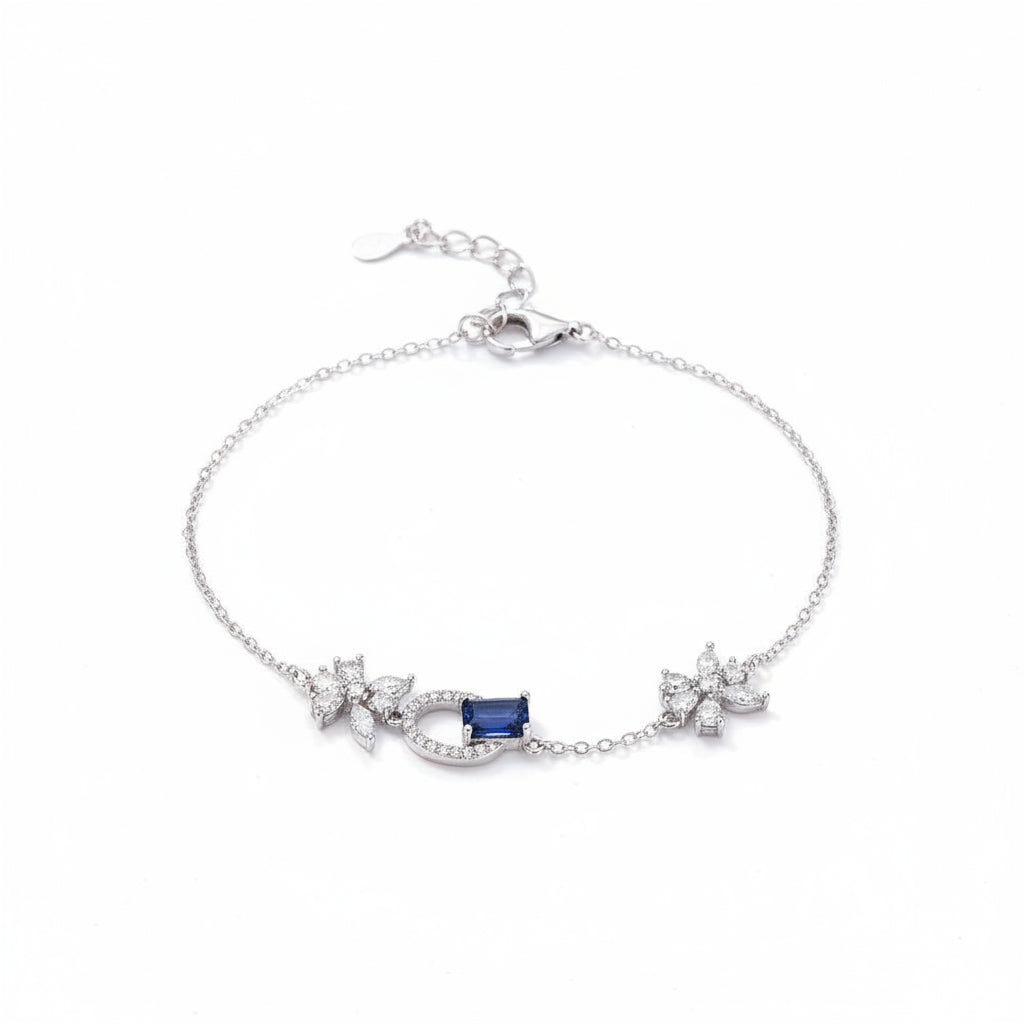 Oceanic Radiant Floral Silver Bracelet For Women