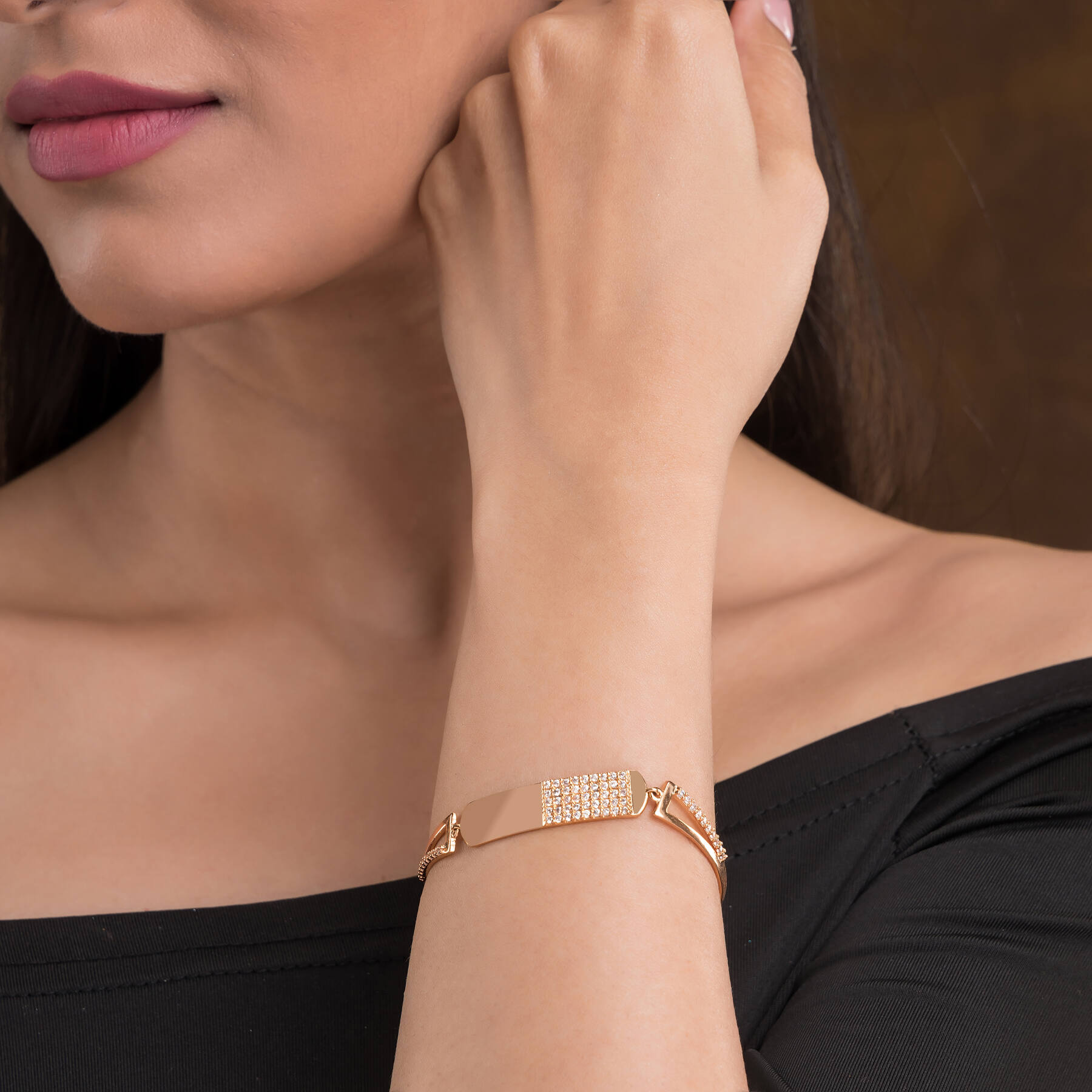 Essence Rose Gold Silver Bracelet For Women