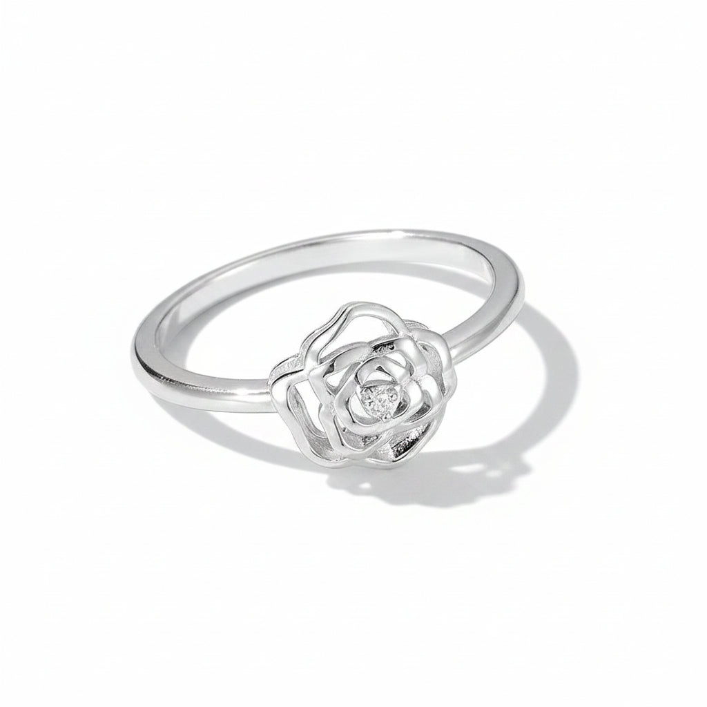 Rose Bloom Silver Ring for Women