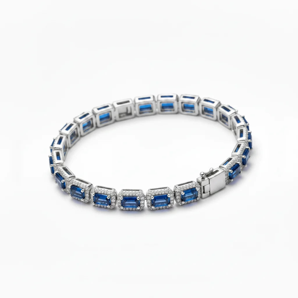 Royal Azure Halo Men's Silver Bracelet