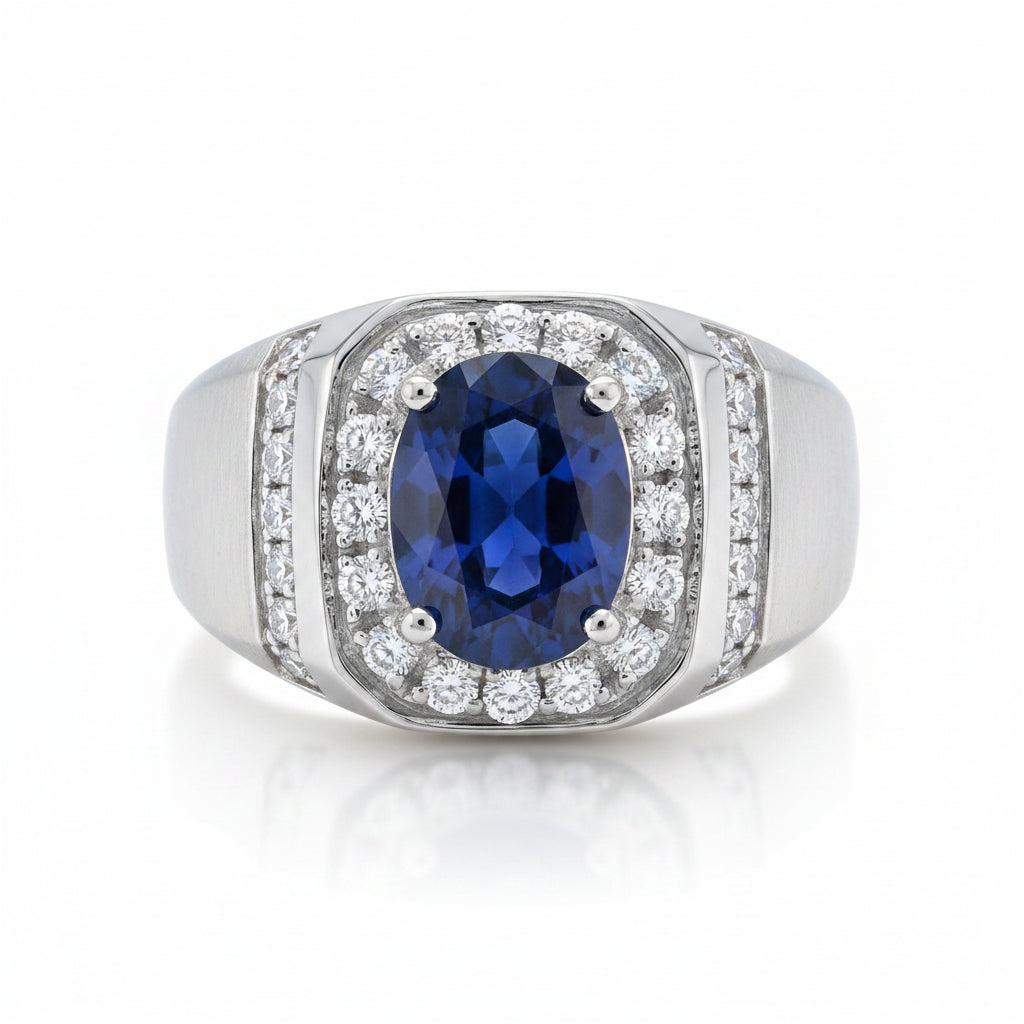 Royal Cobalt Signet Silver Ring for Men