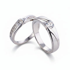 Serenade Bypass Silver Couple Ring Set
