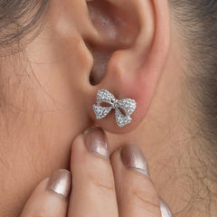 Bow Silver Earring For Women