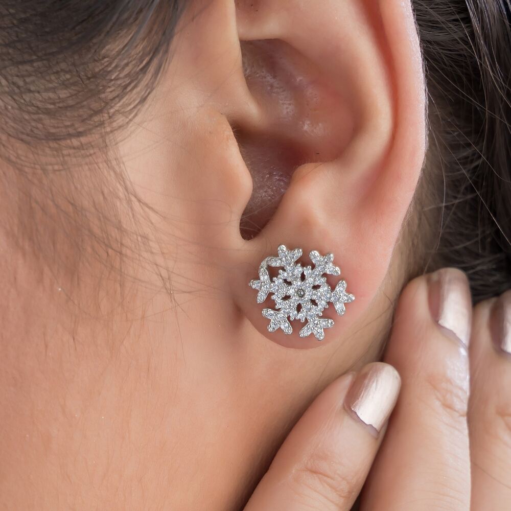 Snowflake Silver Earring For Women