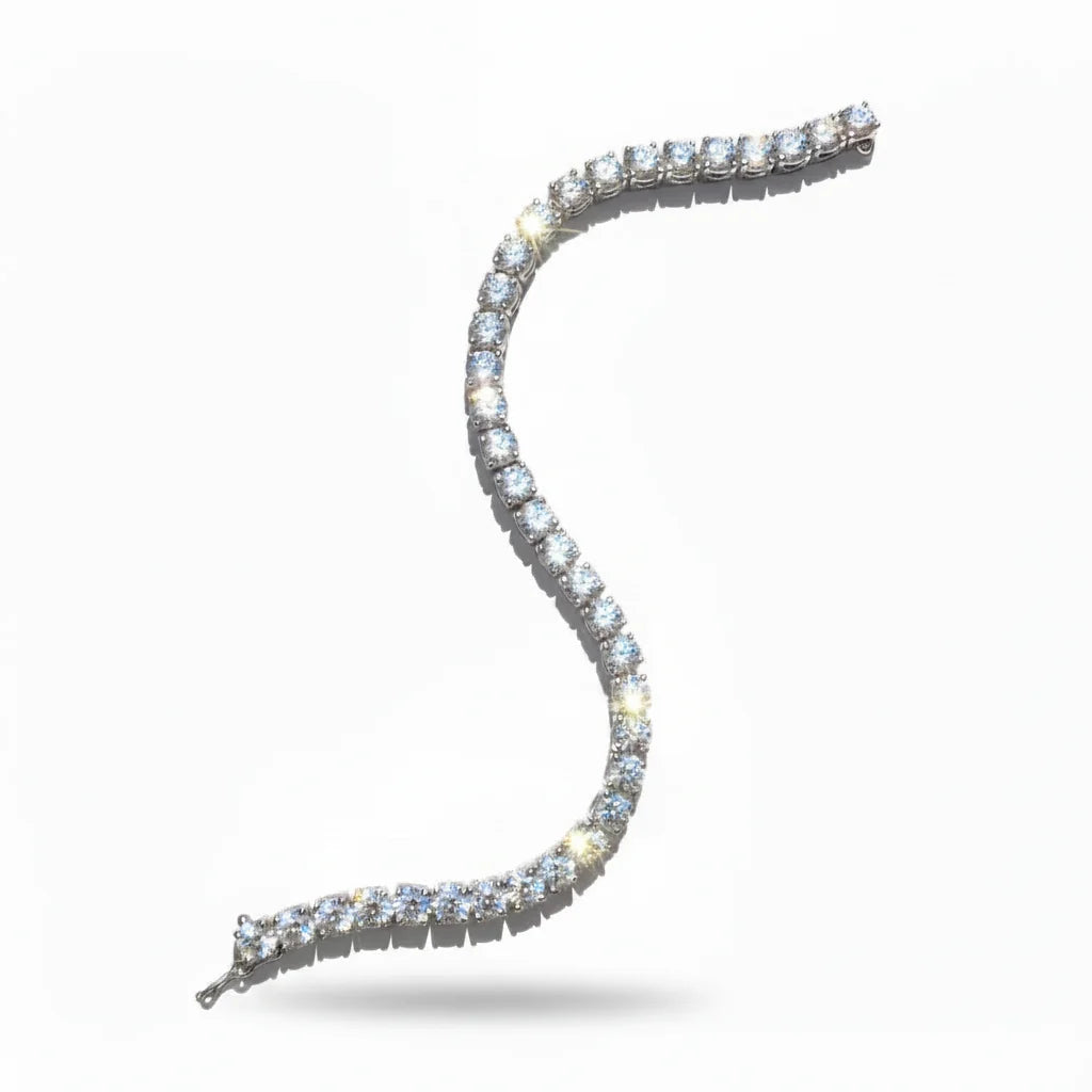 Solar Flare Ice Tennis Men's Silver Bracelet
