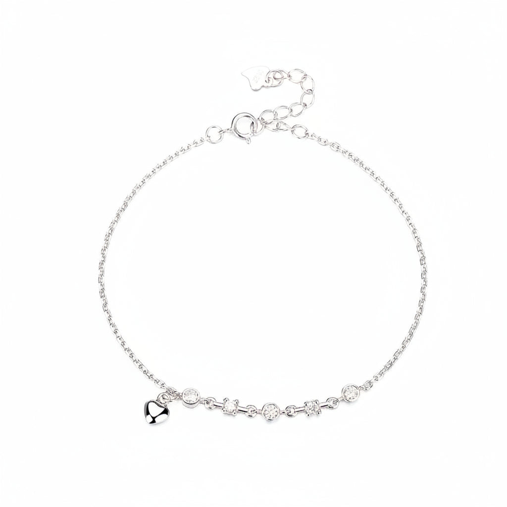 Sweetheart Solitaire Silver Bracelet For Women