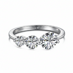Three-Stone Radiance Silver Ring for Women