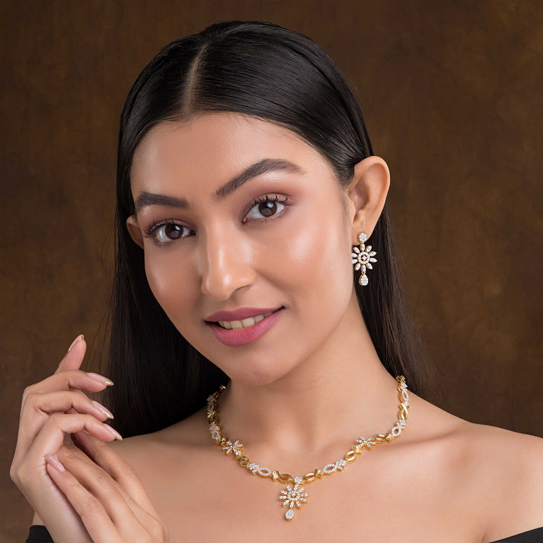 Frozen Sterling Silver Necklace & Earring Set