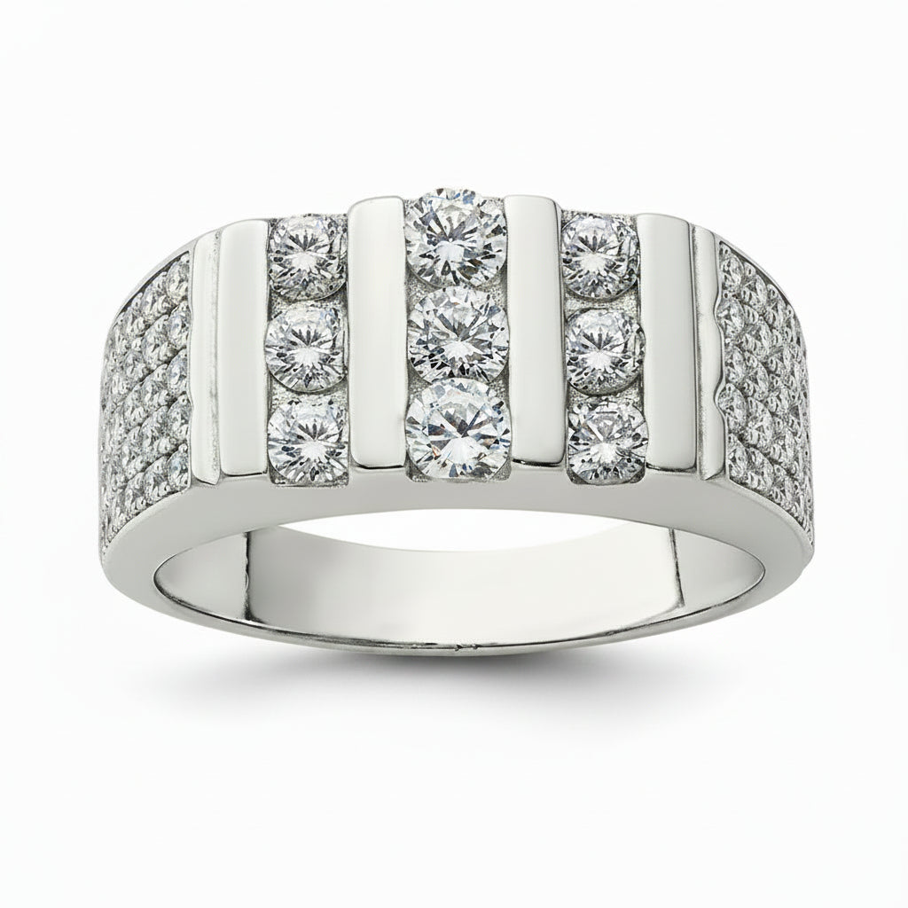 Triton Channel Band Silver Ring for Men