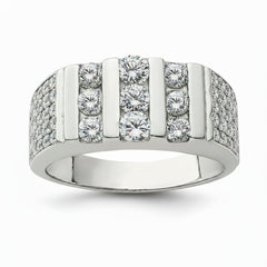 Triton Channel Band Silver Ring for Men