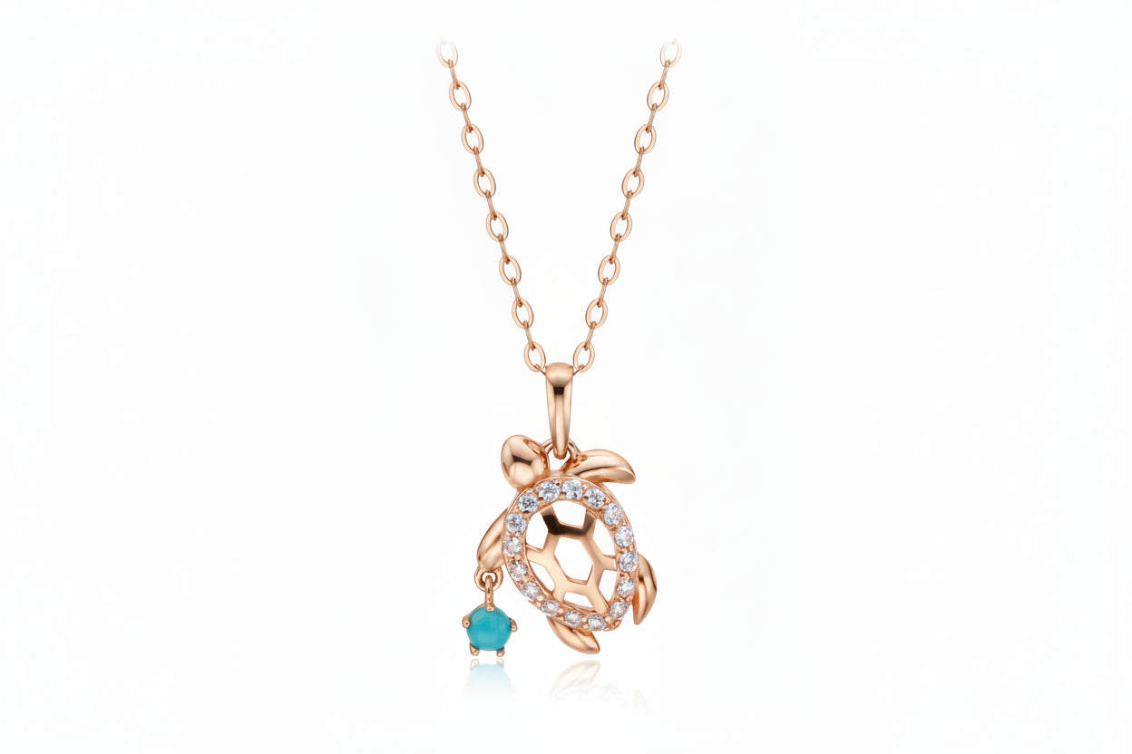 Turtle Charm 925 Silver Necklace
