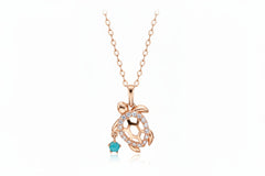 Turtle Charm 925 Silver Necklace