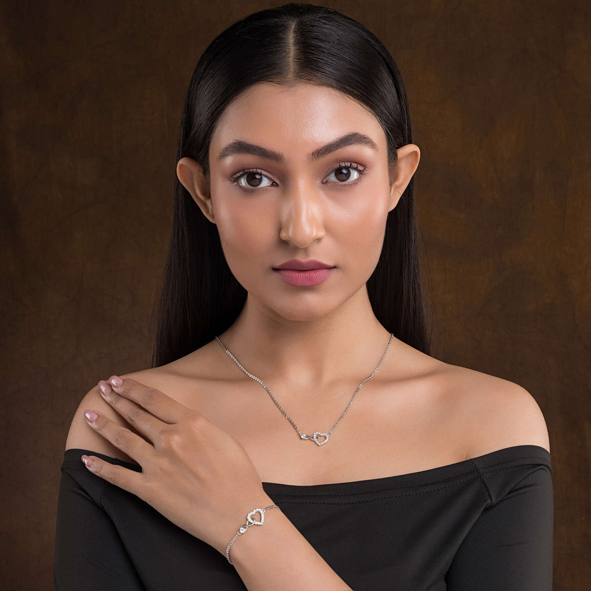 Love Sterling Silver Bracelet & Necklace Set For Women