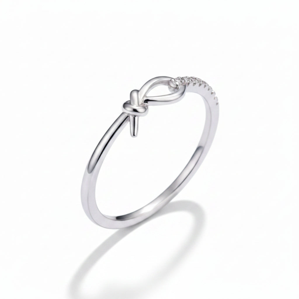 Unity Knot Sparkle Silver Ring for Women