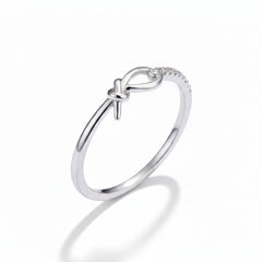 Unity Knot Sparkle Silver Ring for Women