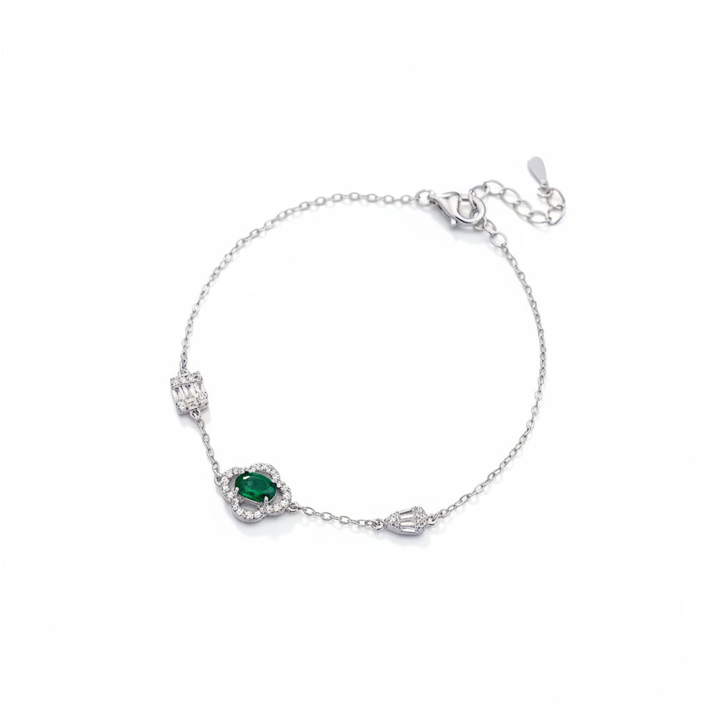 Verdant Aura Silver Bracelet For Women