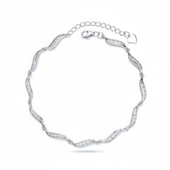 Wave Pave Cubic Zirconia Silver Bracelet For Women