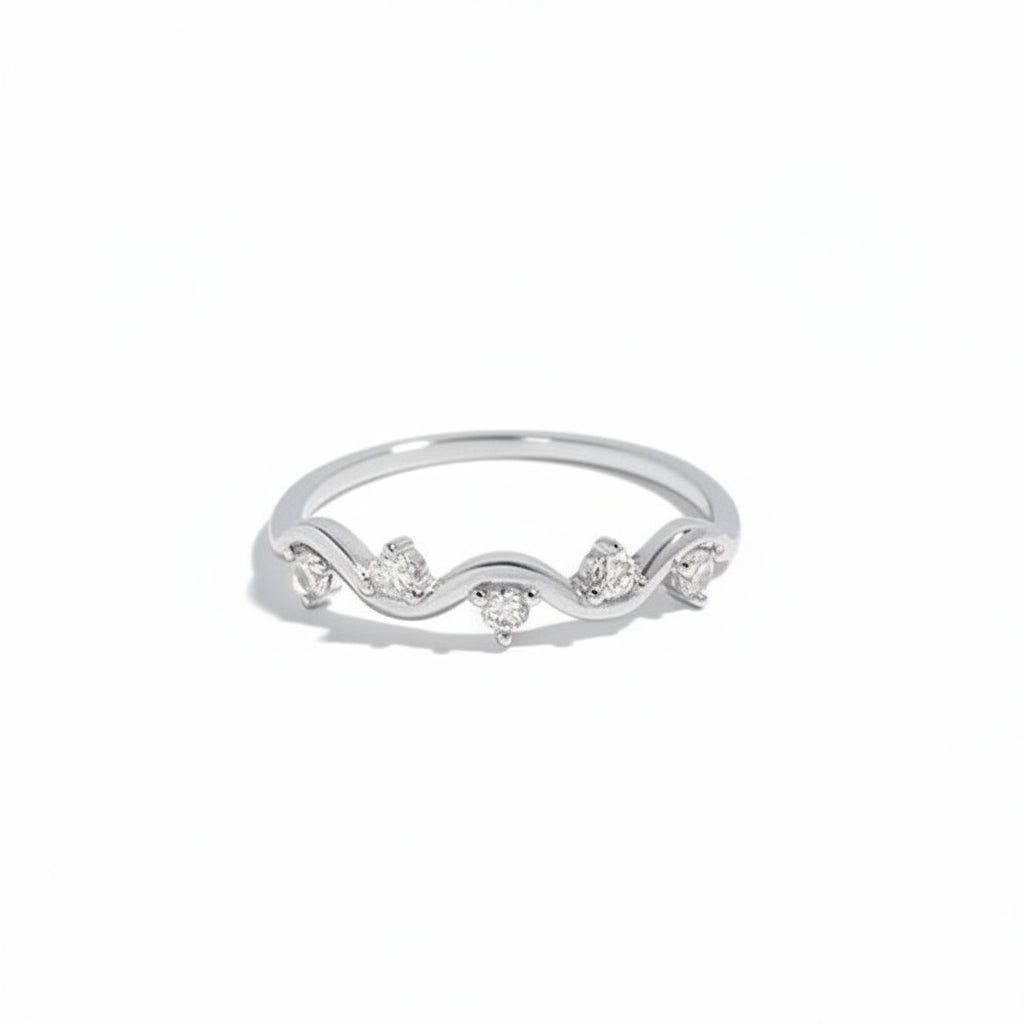 Wavy Elegance Silver Ring for Women