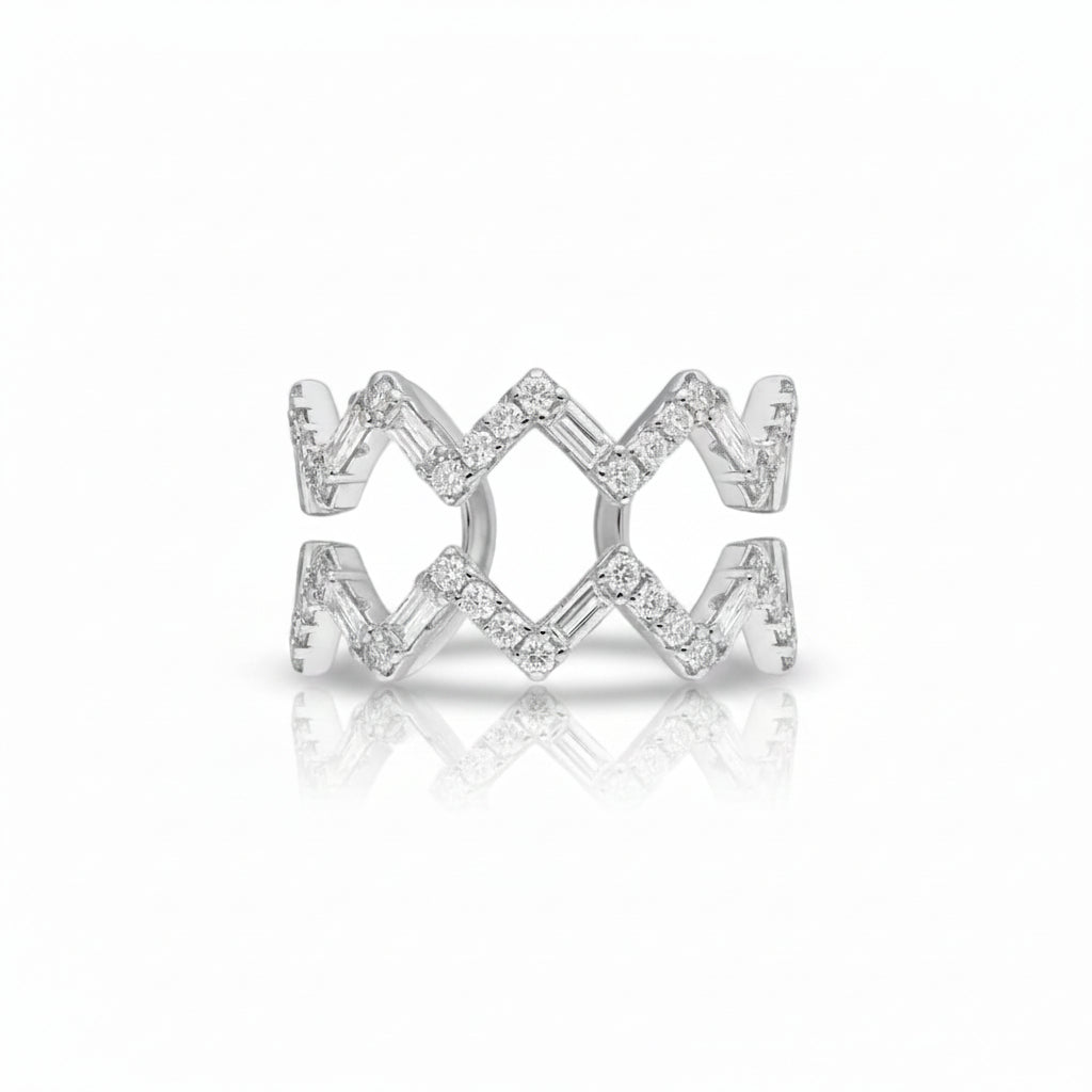 Zyra Zigzag Silver Ring for Women