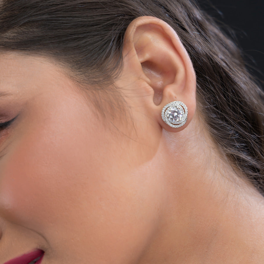 Circle Stud Silver Earring For Women