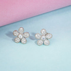 Floral Silver Earring For Women