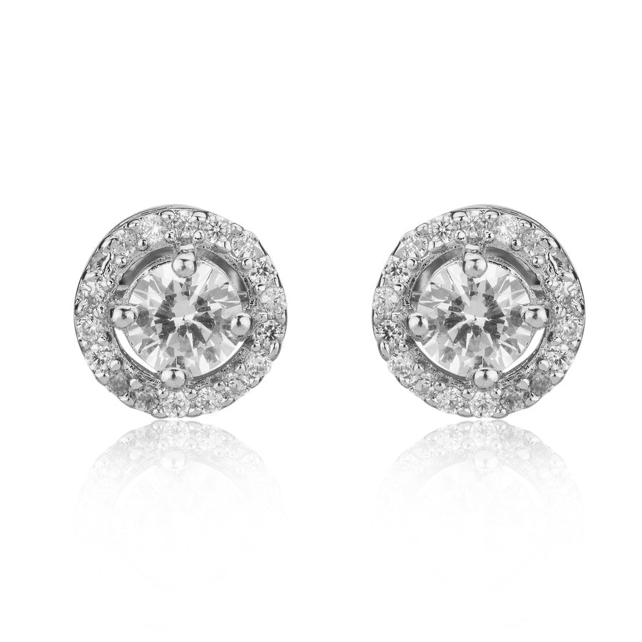 Round CZ Silver Earring For Women