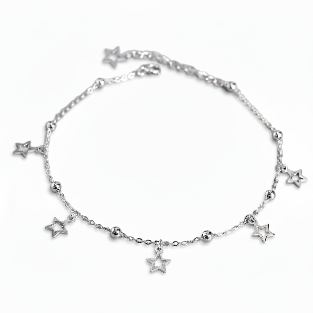 Stardust Drip Silver Anklet for women