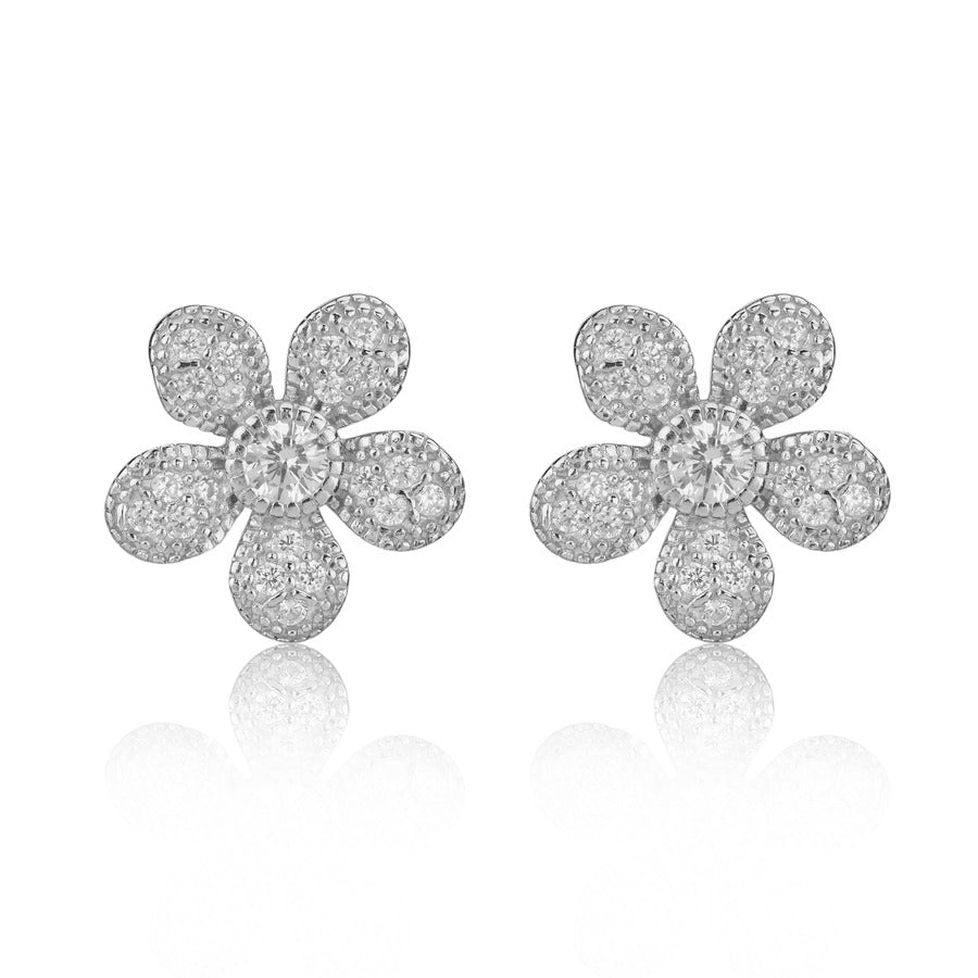 Floral Silver Earring For Women